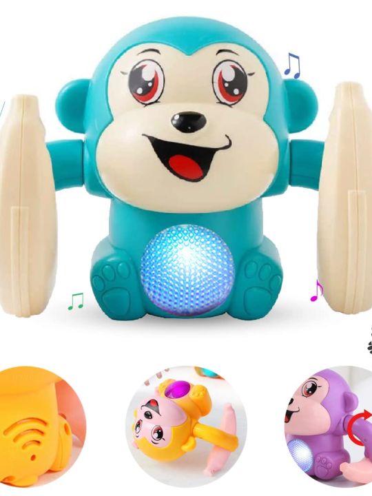 Dancing Monkey Musical Toys for Kids, Baby Spinning Rolling Doll Tumble Toy (Wembley)